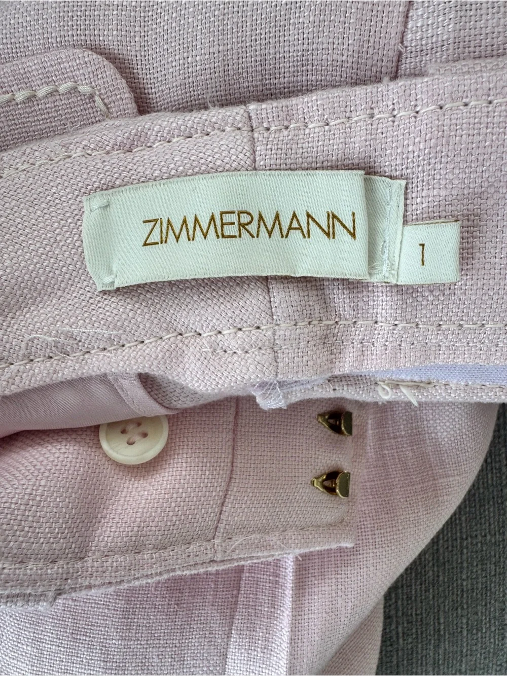 Zimmermann Pink Linen Wide Leg Sailor Pants Anchor Hardware Size 2 (US12)Altered